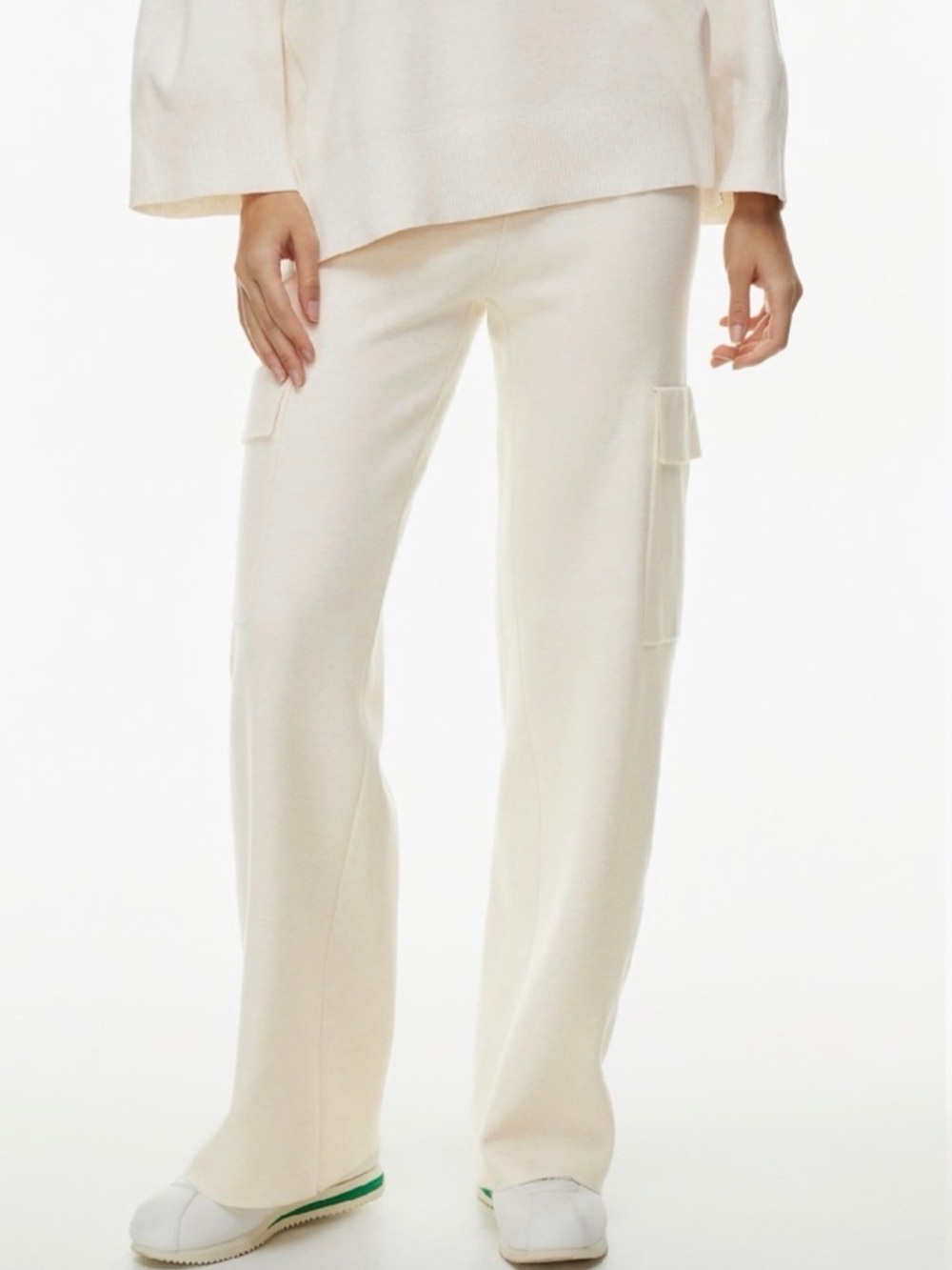 Aritzia Atlantis Cargo Pant Knit Wide Leg Beige/Cream Size Small